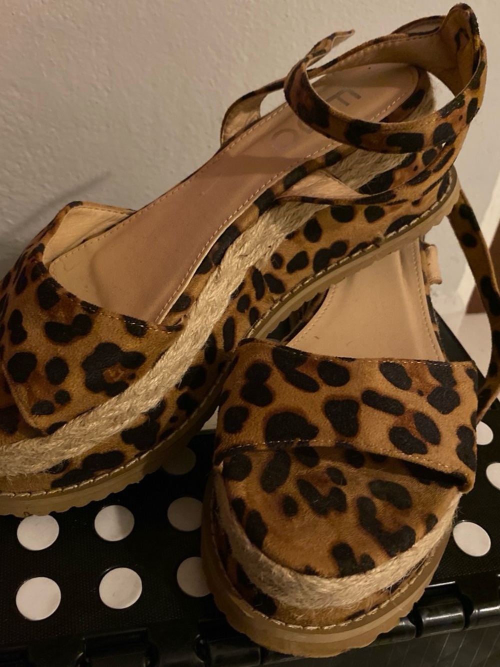 EGO Leopard Print Platform Espadrille Sandals - Brown & Black